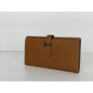 Hermes Bearn Soufflet Long Wallet in Gold Epsom Leather